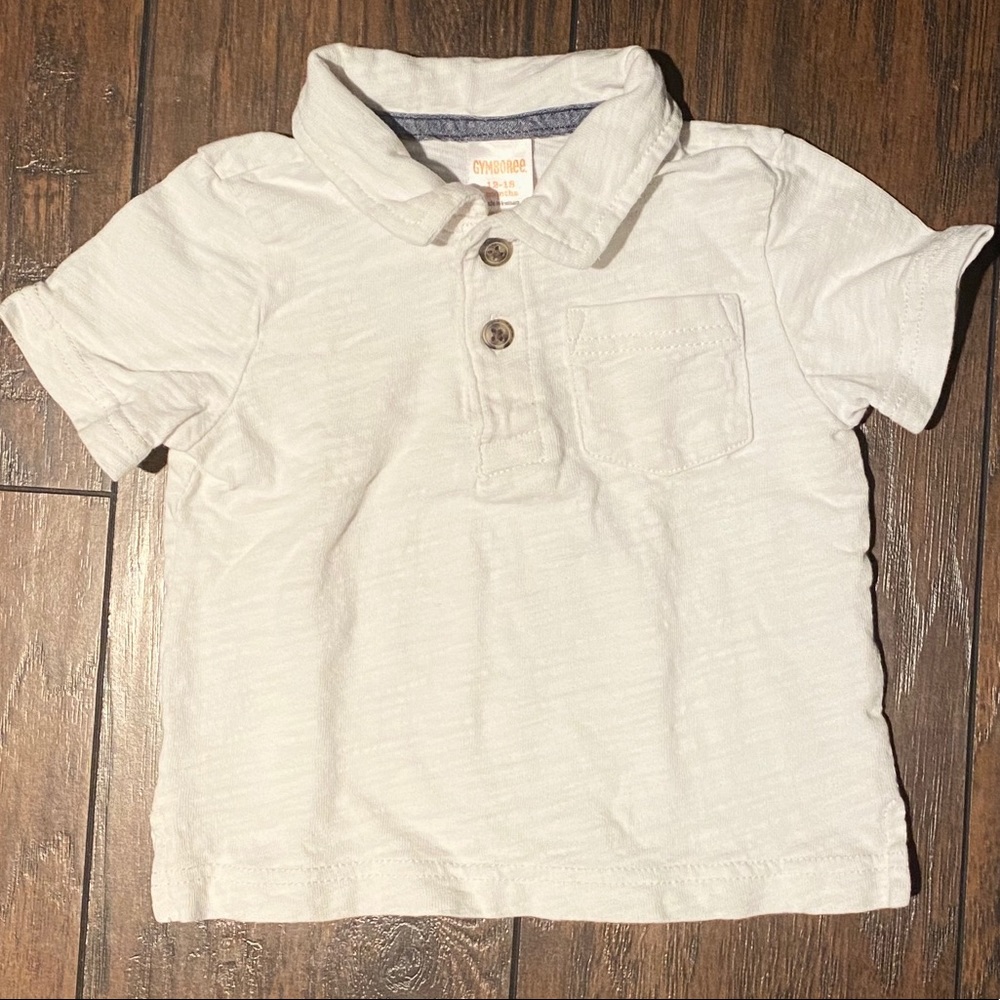Gymboree White Polo Button Collar Shirt 12-18m EUC